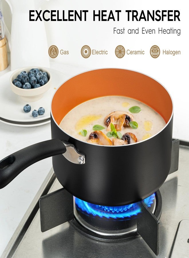 MICHELANGELO Nonstick Sauce Pan With Lid, 3QT Ceramic Saucepan, Copper Saucepans, PFAS-FREE Pot, Small Pots For Cooking, Multipurpose Cooking Pots For Home Kitchen, Dishwasher Safe - Image 2