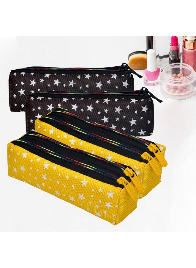 Kuber Industries Makeup Pouch | Rexine Cosmetic Pouch | Jewellery Utility Pouch | Toiletry Pouch For Girls | Travel Makeup Pouch For Girls | Storage Makeup Bag | Star Makeup Pouch | Pack Of 4 | Multi - Image 1