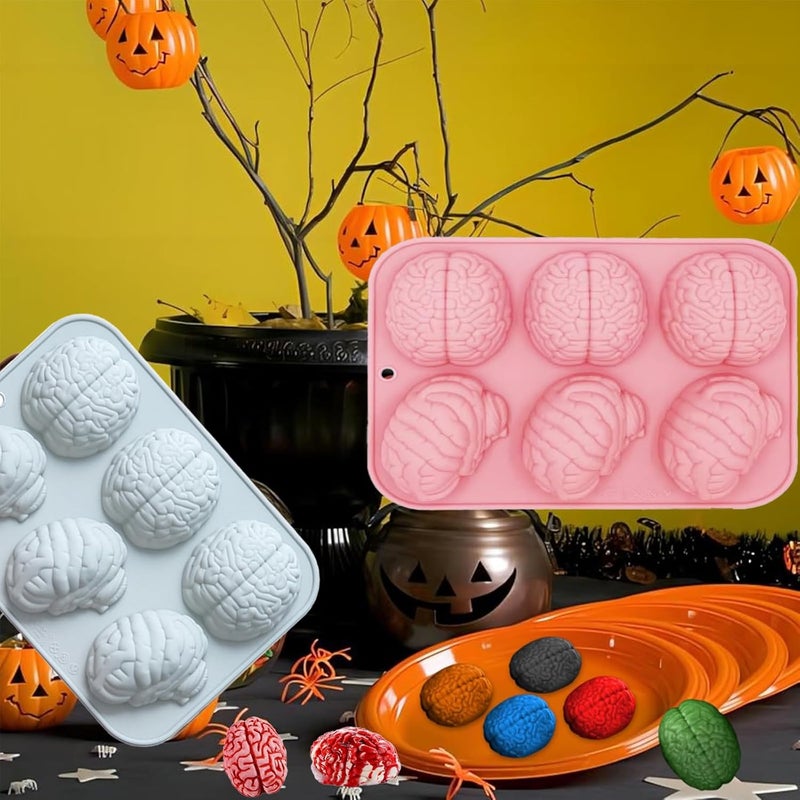 ROMINVIC Halloween Molds Silicone for Chocolate 2 Pack, 3D Halloween Chocolate Candy Brain Mold for Cake Cupcake Decorating 12 Cavity - Image 4