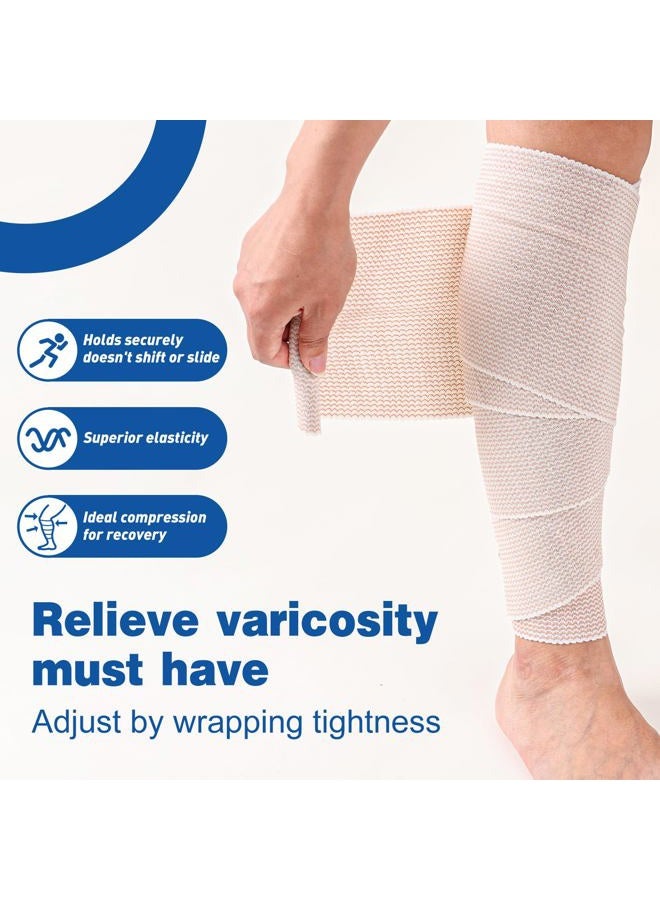 AZEN Premium 5 Pack Elastic Bandage Wrap 6 Inch with Velcro, Compression Wrap Bandage for Legs, Ankle, Knee, Tummy, Body, Latex-Free, Lymphedema Wraps for Legs - Image 5