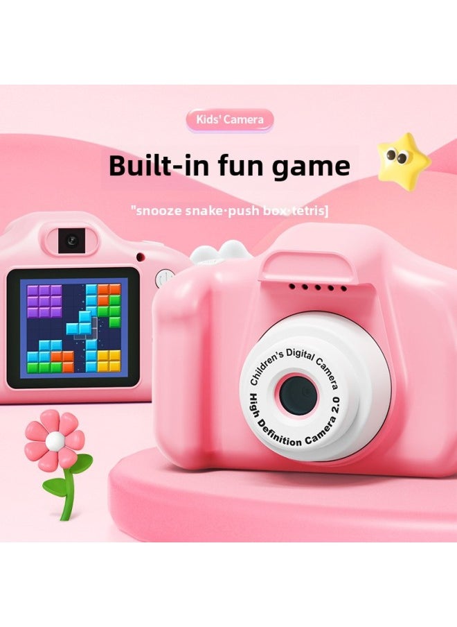 Children's Camera Can Take Pictures And Video HD SLR Digital Camera Cartoon Mini Camera Toy Birthday Gift-Color:Sakura Powder-Specifications:Dual Camera With Stand  - Image 5
