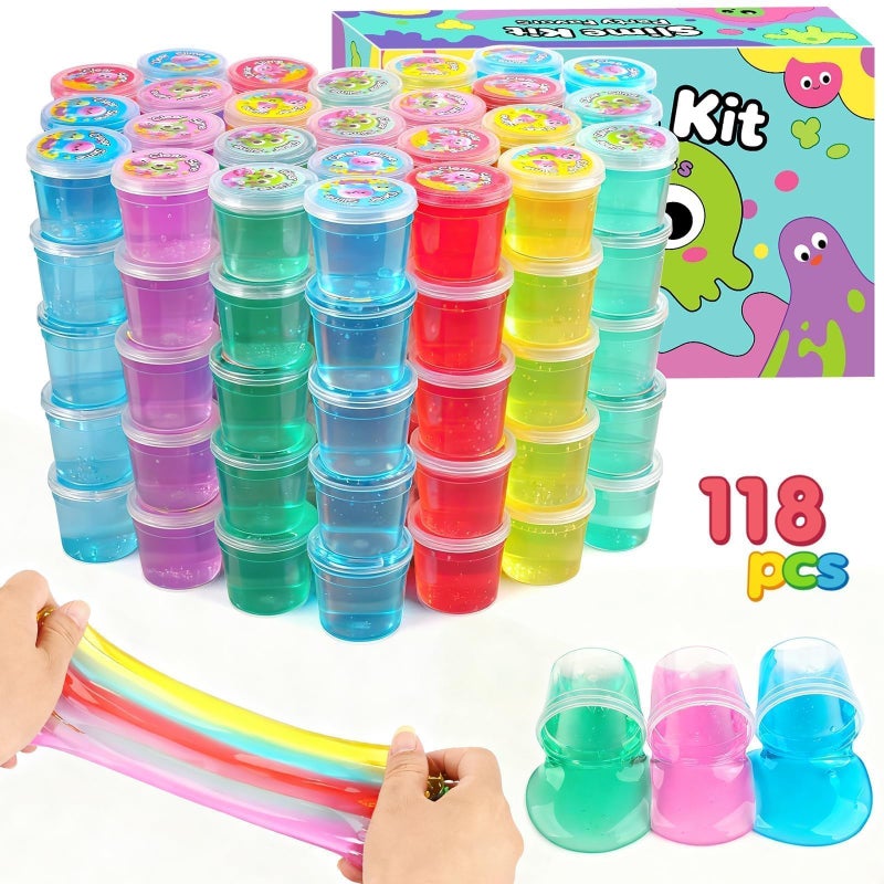 TITRITH 118 Pack Galaxy Clear Slime Party Favors Kit Mini Bulk Slime Stretchy Stress Relief for Kids Soft Putty DIY Toy Girls Boys Classroom Supplies Student Birthday Goodie Bag Stuffers - Image 3