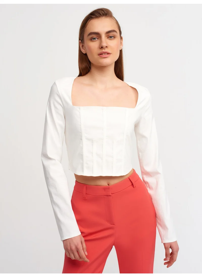 ديلفين 50138 Low-Rise Square Neck Top-Ecru