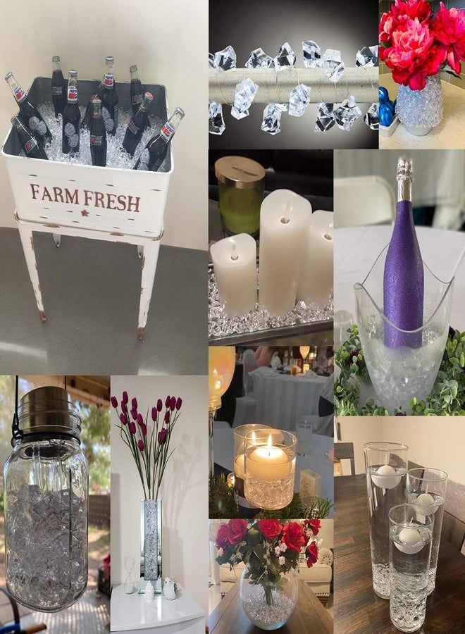 Briful 1000Pcs Vase Fillers, Crystal Beads Stones Crafts Small Clear Fake Ice Cubes Acrylic Rock Diamond Stones Clear Rocks Crystals Acrylic for Christmas Decor Home Wedding Birthday Decoration Arts & Crafts - Image 4