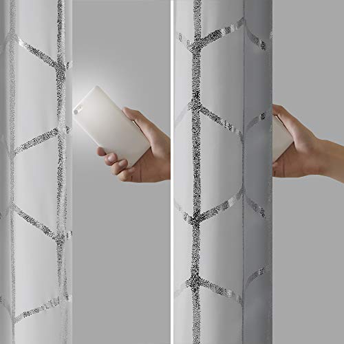 Intelligent Design Blackout Window Curtain, Light Blocking Curtains for Living Room, Thermal Insulated Window Panel with Metallic Print and Grommet Top, 50"x84", Grey/Silver, 1 Piece - Image 5
