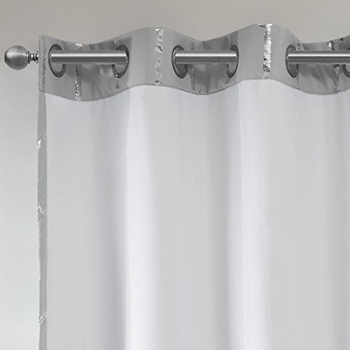 Intelligent Design Blackout Window Curtain, Light Blocking Curtains for Living Room, Thermal Insulated Window Panel with Metallic Print and Grommet Top, 50"x84", Grey/Silver, 1 Piece - Image 4
