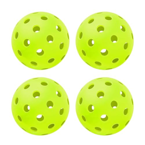 Massmot 40 Holes Outdoor Pickleball Balls, High Visibility and Bounce, All Style Pickleball Paddles & All Skill Levels (Fluorescent Green - Pack of 4) - Image 1