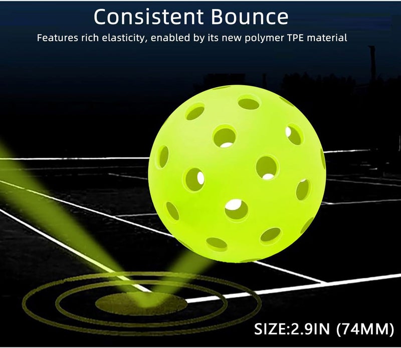Massmot 40 Holes Outdoor Pickleball Balls, High Visibility and Bounce, All Style Pickleball Paddles & All Skill Levels (Fluorescent Green - Pack of 4) - Image 2