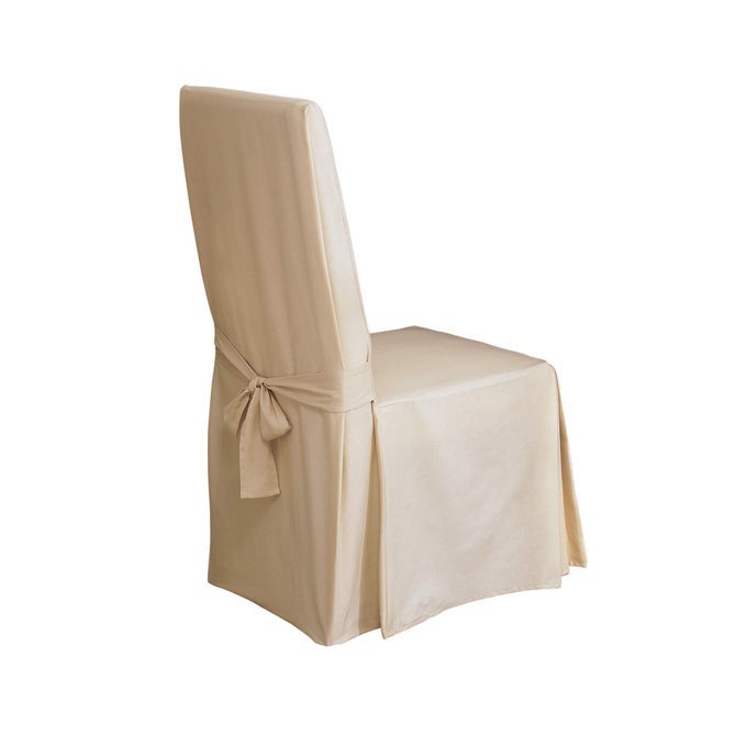 HOME DCOR DUCK SOLID LONG FULL LENGTH DINING ROOM CHAIR ONE PIECE SLIPCOVER RELAXED FIT 100 COTTON MACHINE WASHABLENATURAL COLOR
