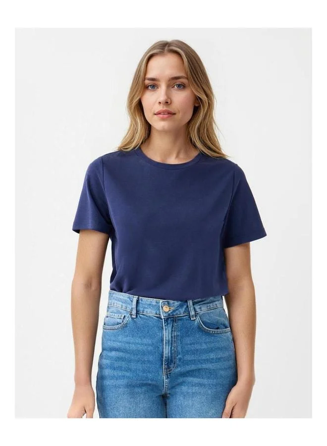 Jimmy Key Navy Bike Neck Short Sleeve Modal Knit T‑shirt.
