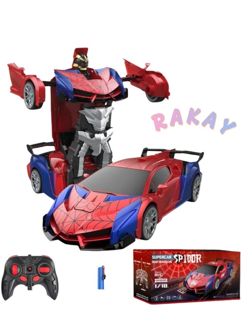 RAKAY 2 in 1 Transform RC Car Toys for Boys - 2.4GHz Remote Control, 1:18 Scale Robot Car Toy, One-Button Deformation, 360°Rotation, Best Gift for Kids Ages 3-12 - Image 1