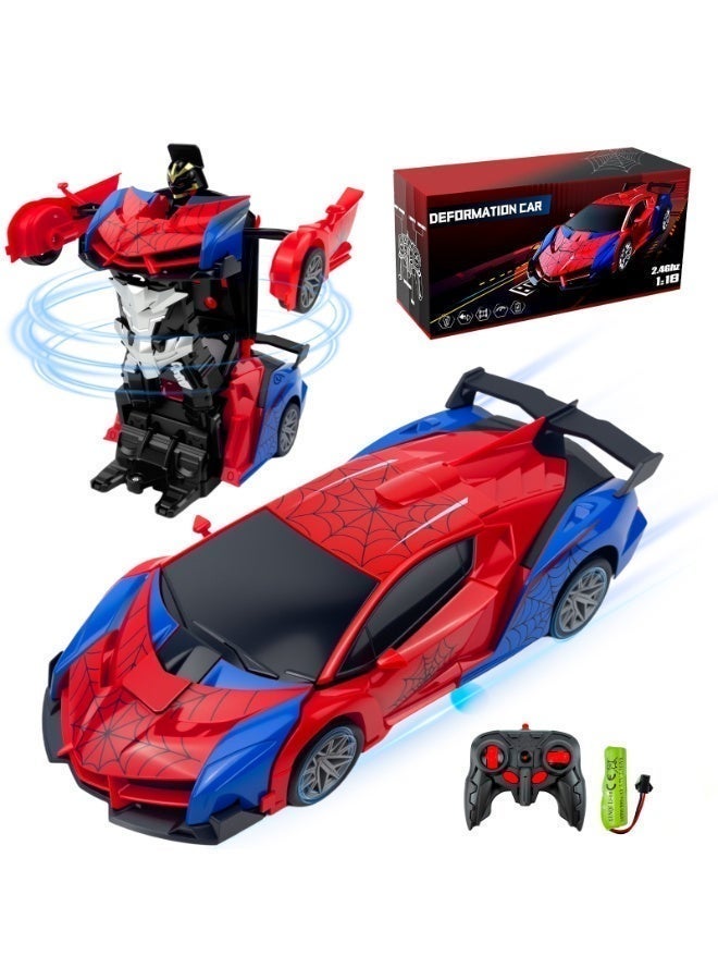 راكاي لعبة سيارة التحكم عن بعد العنكبوت للأولاد ، 2.4 جيجاهرتز RC تحويل الروبوت ، 1:18 مقياس تشوه زر واحد 360 درجة دوران السيارة مع أضواء تحت الجسم ، هدايا للأولاد عمر 3 4 5 6 7 8 9 10 11 12 - Image 1