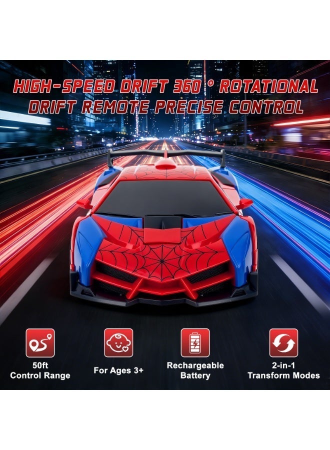 راكاي لعبة سيارة التحكم عن بعد العنكبوت للأولاد ، 2.4 جيجاهرتز RC تحويل الروبوت ، 1:18 مقياس تشوه زر واحد 360 درجة دوران السيارة مع أضواء تحت الجسم ، هدايا للأولاد عمر 3 4 5 6 7 8 9 10 11 12 - Image 3