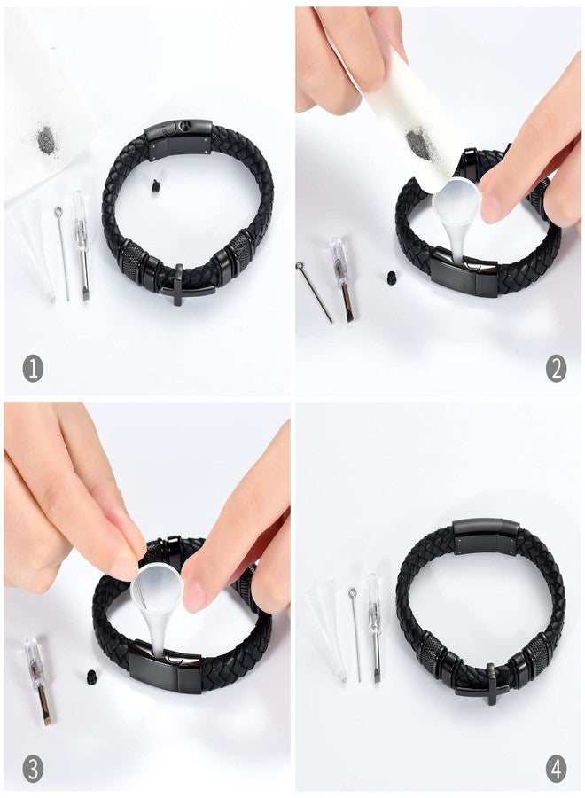Minicremation Urn Bracelet for Ashes Genuine Leather Cross Cremation Jewelry Keepsake Bangles for Human Pet Memorial Urn Locket(Black 24cm) - Image 4