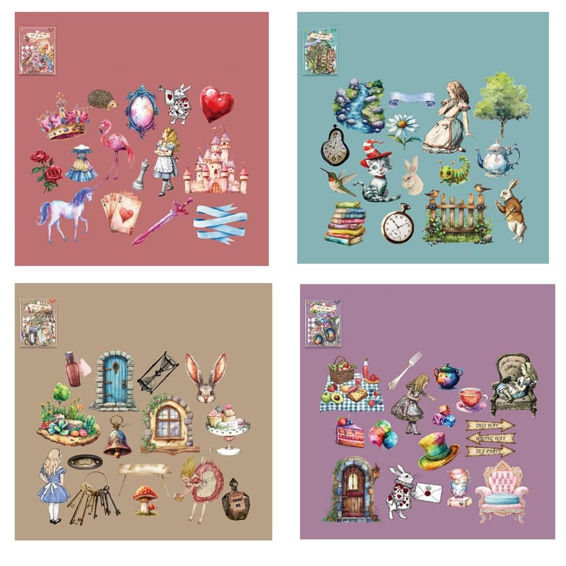 Alideco 120pcs Scrapbook Stickers Vintage Alice Story Scrapbooking Junk Journal Crafts Embelishment Decoration Stickers (ailisigushi) - Image 2