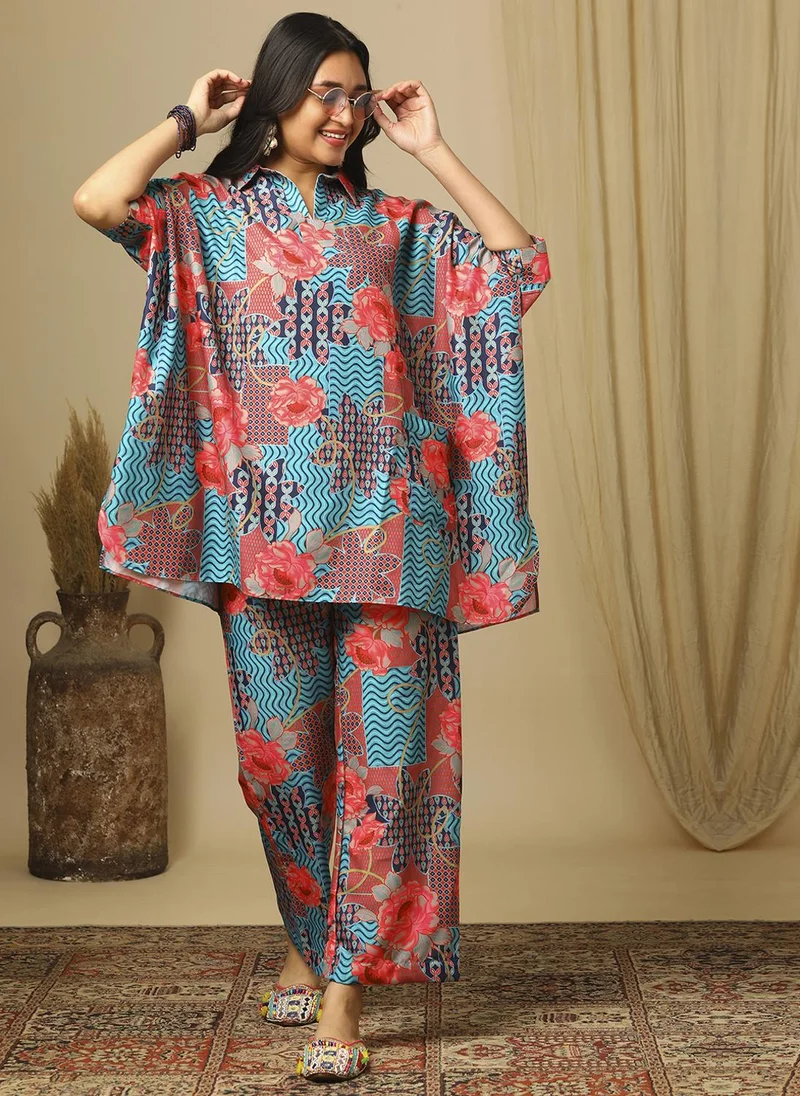Globus Women Printed Short Sleeve Kaftan Top & Trouser Co-Ords
