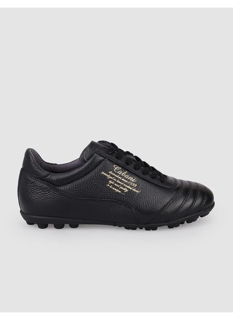 كاباني Leather Black Lace-Up Men's Turf Shoes