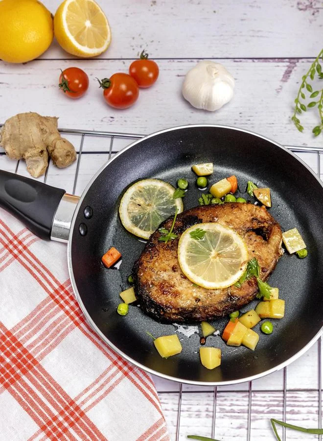 Royalford Non-Stick Flat Fry Pan with Bakelite Handle 26cm