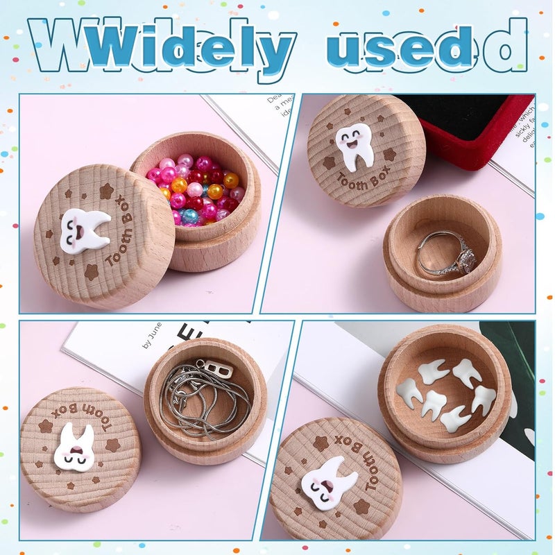YQQYG Tooth Fairy Box 3D Carved Cute Tooth Keepsake Box Wooden Tooth Holder for Boys Girls Lost Teeth Storage - Image 5
