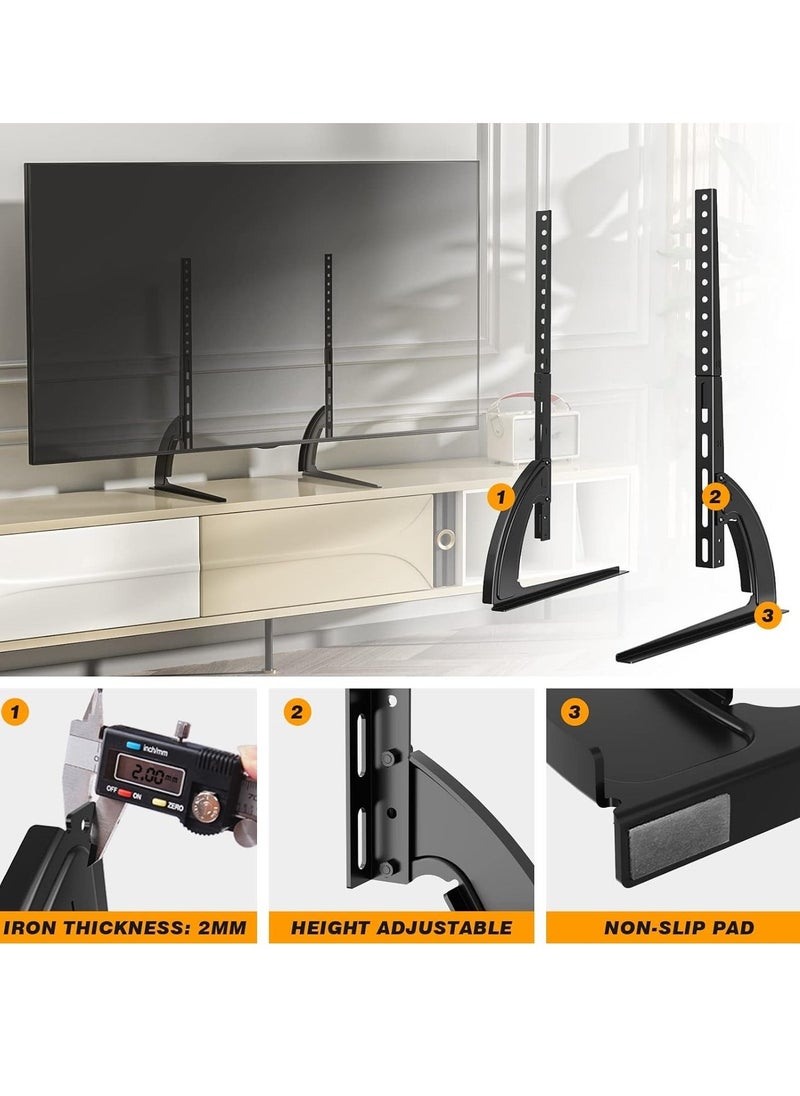 Universal TV Stand Mount – Tabletop TV Legs for 22" to 65" Plasma, LCD, LED TVs, Adjustable Height, Holds Up to 88lbs, Max VESA 800x500mm