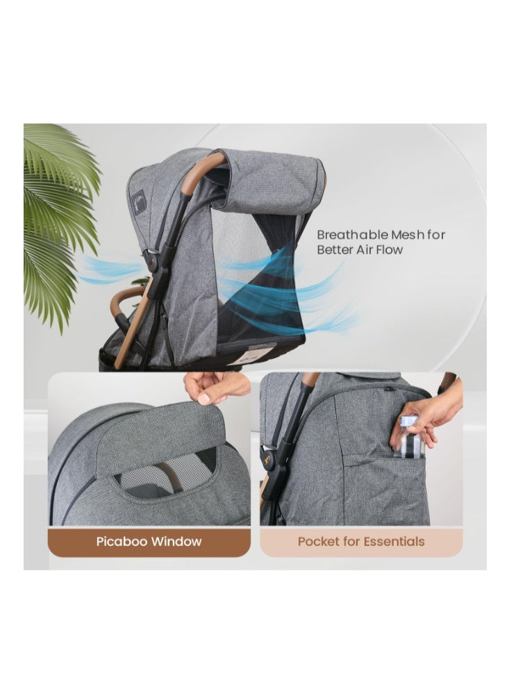R for Rabbit Street Smart Auto Fold Stylish Newborn Baby Stroller| Aluminum Frame Pram with One Click Fold |Travel Friendly Cabin Trolley Stroller for 0-3 Years for Boy & Girl - Image 4