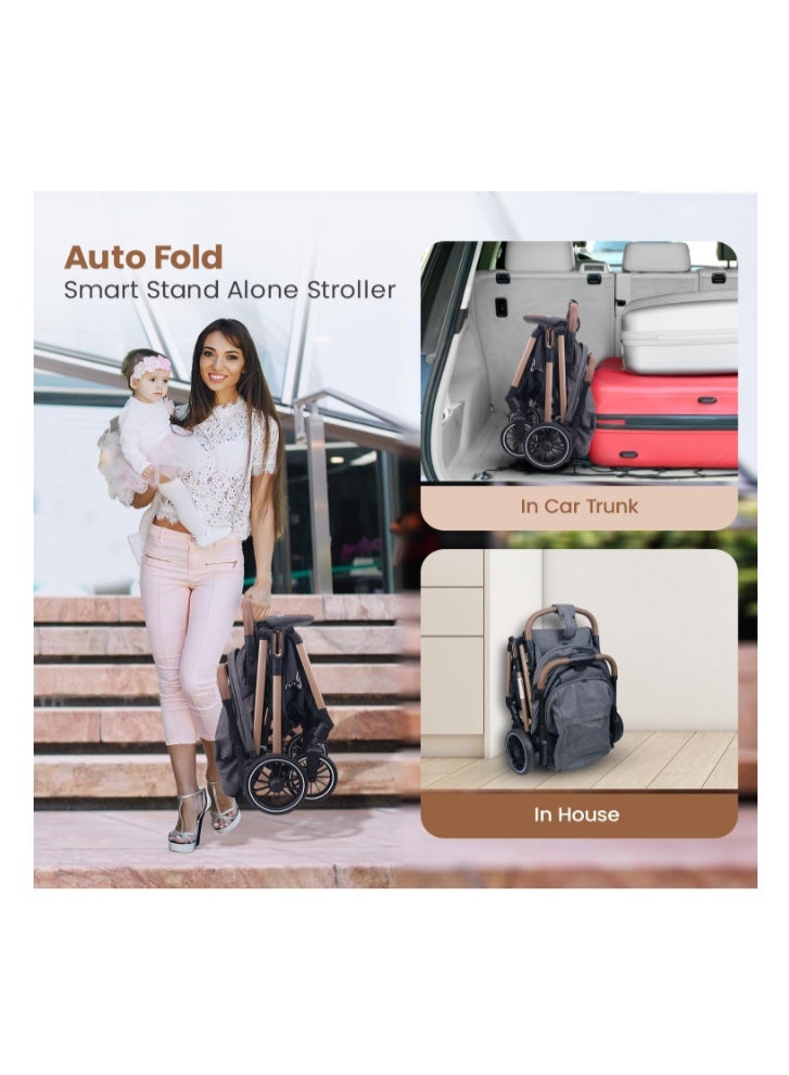 R for Rabbit Street Smart Auto Fold Stylish Newborn Baby Stroller| Aluminum Frame Pram with One Click Fold |Travel Friendly Cabin Trolley Stroller for 0-3 Years for Boy & Girl - Image 3