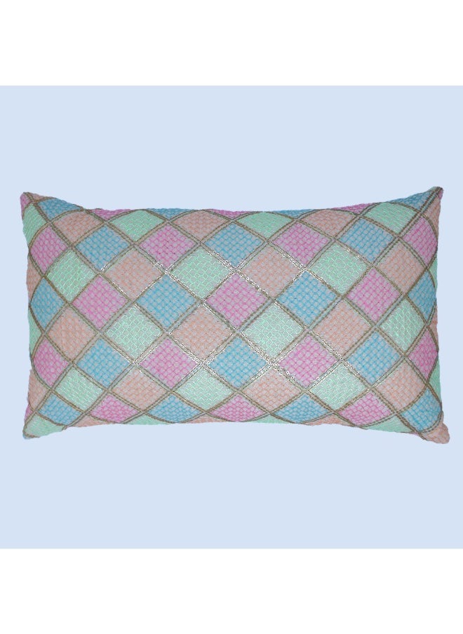 BYFT BYFT Orchard Cushion Cover 12 x 20 inch (Diagonal Checks design - Cream) 30 x 50 cm Luxury Decorative Cushion Cover for Sofa, Bed & Living Room- Set of 2 without inserts  - Image 3