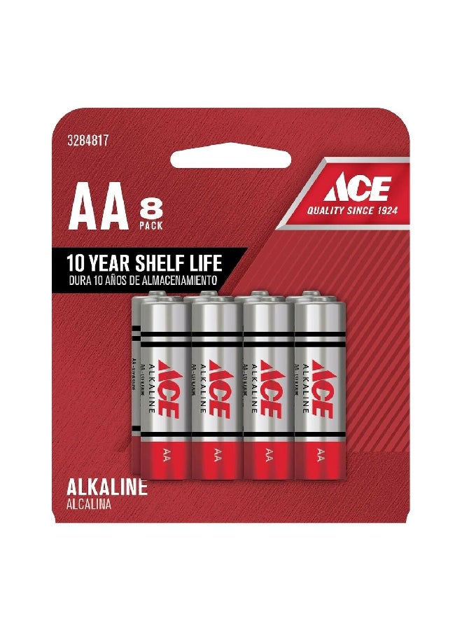 ACE 8-Piece AA Ultra Alkaline Multipurpose Durable Pencil Batteries Set Silver and Red 9.4 x 11.4 x 2.5 cm LR6UP-8B 