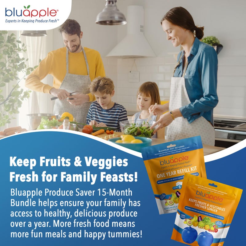 Bluapple Ethylene Gas Absorber Classic Produce Saver 15-Month Bundle - Vegetable & Fruit Fresh Produce Storage Protector, Food Freshness Extender, Fresh Fruit & Vegetable Saver, USA-Made BPA-Free - Image 5