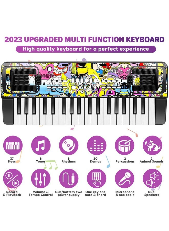 M SANMERSEN Piano Keyboard for Kids, Piano for Kids Music Keyboards 37 Keys Electronic Pianos with Music Book Bracket Musical Toys for Toddlers Kids Beginners 3-8 Years Old Girls Boys - Image 2