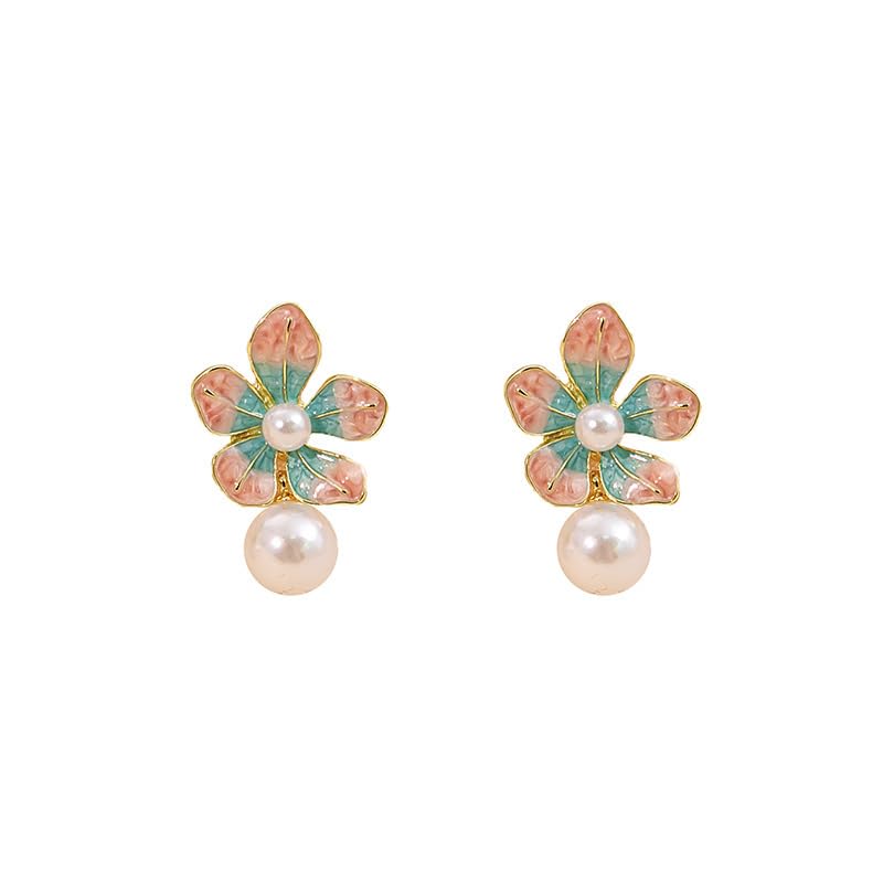 MEENAZ Earrings For Women Girls Stylish | Western Korean Earrings Crystal Enamel | Flower | Pearl Earrings Set for Women Moti Accessories Aesthetic | Fashion American Diamond AD CZ Gold earinging - Image 1