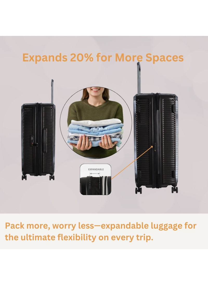 NATIONAL GEOGRAPHIC National Geographic Metallic PC Hardside Luggage Metallic Black Small Cabin Trolley Bag, Lightweight Durable Anti-Theft Zipper TSA Lock, 4 Double Spinner Wheels, Expandable Suitcase with Aluminum Telescopic Handle  - Image 2