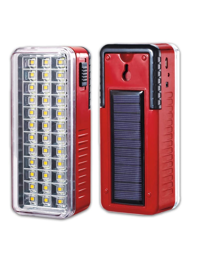 IDOLESHOP - IDOLESHOP Solar HighBright 36 LED Light with Android Charging Support Rechargeable LED Emergency Light 36 LED Solar Red - Image 1