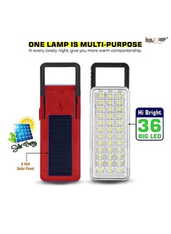 IDOLESHOP IDOLESHOP Solar HighBright 36 LED Light with Android Charging Support Rechargeable LED Emergency Light 36 LED Solar Red  - Image 4