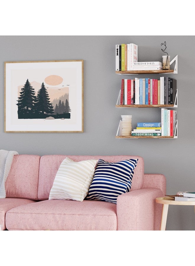 Wallniture Minori Wood Floating Shelves for Wall Storage, Wall Shelves for Living Room Decor, Geometric Triangle Shelf Set of 3, Burned Finish - Image 5