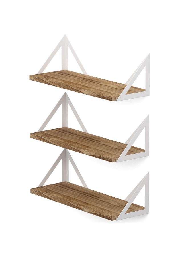 Wallniture Minori Wood Floating Shelves for Wall Storage, Wall Shelves for Living Room Decor, Geometric Triangle Shelf Set of 3, Burned Finish - Image 3