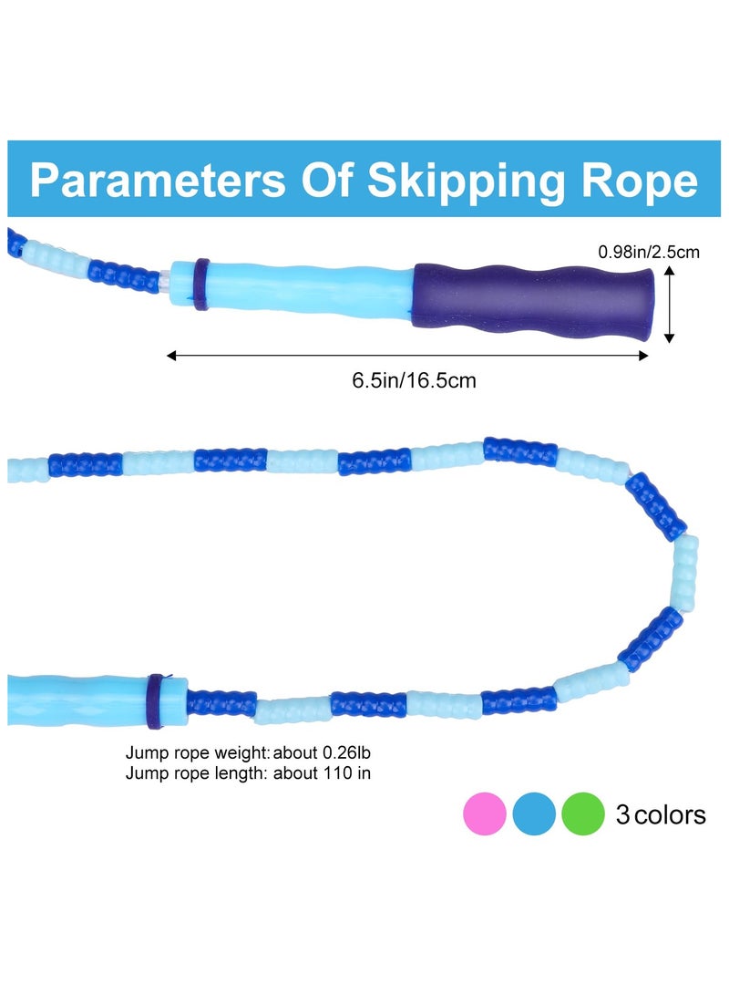 ساكن 3 طعتين  حبل قفز للاطفال من جراون، حبل قفز مطرز ناعم بطول قابل للتعديل وخالي من التشابك، مناسب للنساء والرجال والاطفال للحفاظ على لياقتهم البدنية والتمارين وفقدان الوزن (متعدد الألوان) - Image 2