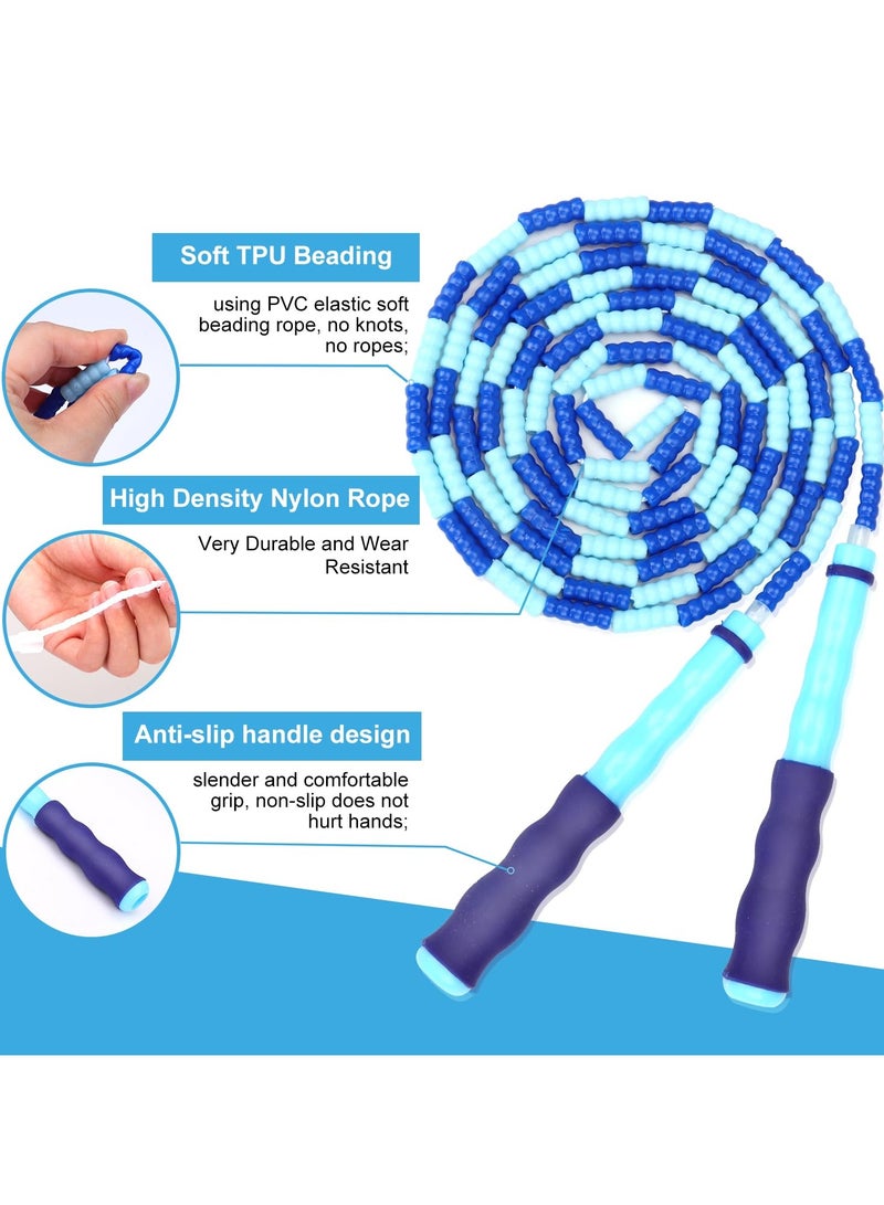 ساكن 3 طعتين  حبل قفز للاطفال من جراون، حبل قفز مطرز ناعم بطول قابل للتعديل وخالي من التشابك، مناسب للنساء والرجال والاطفال للحفاظ على لياقتهم البدنية والتمارين وفقدان الوزن (متعدد الألوان) - Image 3