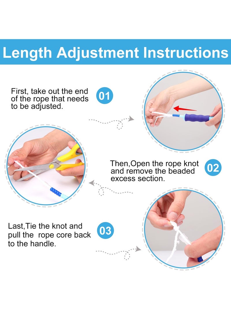 ساكن 3 طعتين  حبل قفز للاطفال من جراون، حبل قفز مطرز ناعم بطول قابل للتعديل وخالي من التشابك، مناسب للنساء والرجال والاطفال للحفاظ على لياقتهم البدنية والتمارين وفقدان الوزن (متعدد الألوان) - Image 4