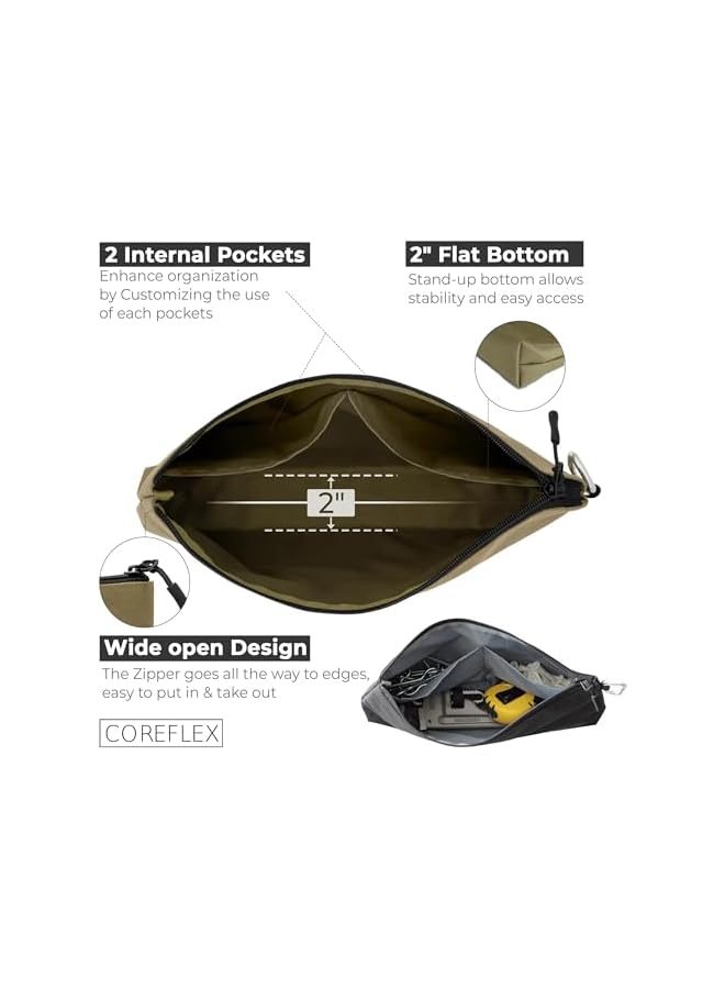 PROMASS Premium Tool Pouch Zipper Bag with internal pockets, 12inch Tool Bag, Multipurpose Storage pouch, Flat Bottom with YKK Zipper for Tools, Gadgets, Cosmetics, Stationary,Travel accessary (3 Pack) - Image 2