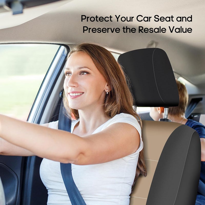 FH Group Car Seat Covers Full Set Neoprene-Universal Fit, Automotive Seat Covers,Low Back Front Seat Covers,Airbag Compatible,Split Bench Rear Seat,Washable Car Seat Cover for SUV,Sedan Beige - Image 5