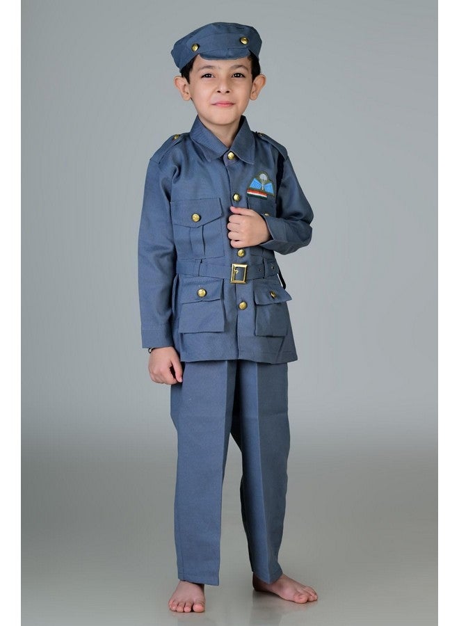 بوك ماي كوستيوم زي تنكري للأطفال من BookMyCostume للقوات الجوية الهندية مع صافرة - رمادي، مناسب للأطفال من عمر 9 إلى 10 سنوات - Image 5