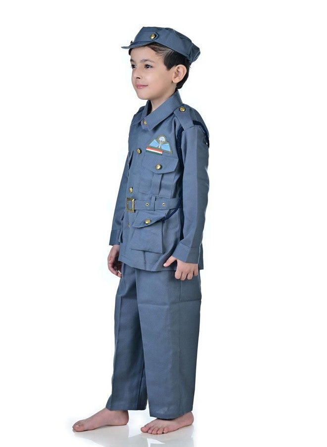 بوك ماي كوستيوم زي تنكري للأطفال من BookMyCostume للقوات الجوية الهندية مع صافرة - رمادي، مناسب للأطفال من عمر 9 إلى 10 سنوات - Image 4