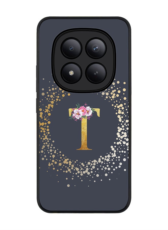 For Xiaomi Redmi Note 15 Pro+ / Poco M8 Pro Case,Slim fit Camera Protection, Shockproof Thin Phone cover  - Custom Monogram Floral - T  (Grey )