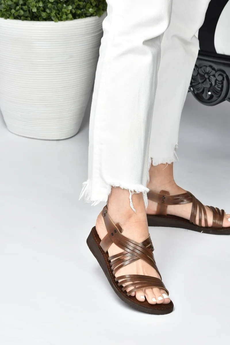 فوكس شوز Tobacco Genuine Leather Women's Sandals K374680503