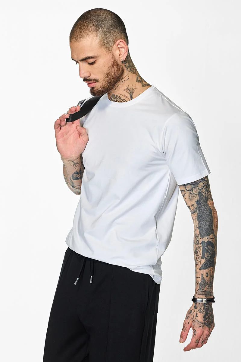 SNITCH Slim Fit Stretch Core Lab White T-Shirt