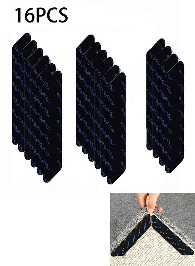 16-Pack Carpet Gripper for Hardwood Floors and Tiles: Double-sided Reusable Carpet Tape. Anti-slip Tape Grips Area Carpets, Non-slip Carpet Mats Prevent Slipping, Curling and Bunching - Image 1
