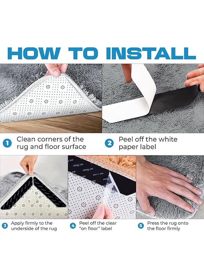 16-Pack Carpet Gripper for Hardwood Floors and Tiles: Double-sided Reusable Carpet Tape. Anti-slip Tape Grips Area Carpets, Non-slip Carpet Mats Prevent Slipping, Curling and Bunching - Image 5