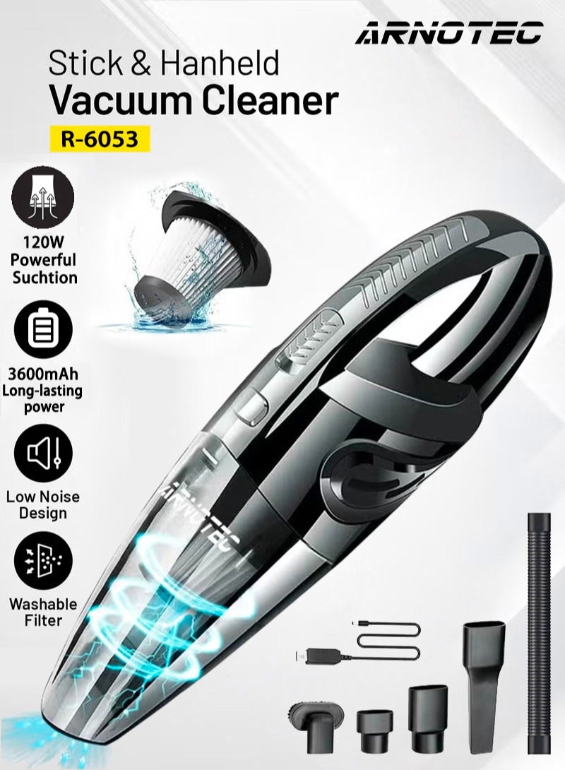 ARNOTEC Handheld Vacuum Cordless High Power 120W 3200pa Vacuum Dust Busters Cordless Rechargeable Portable for Pet Pair/Sofa/Car/Office  - Image 1