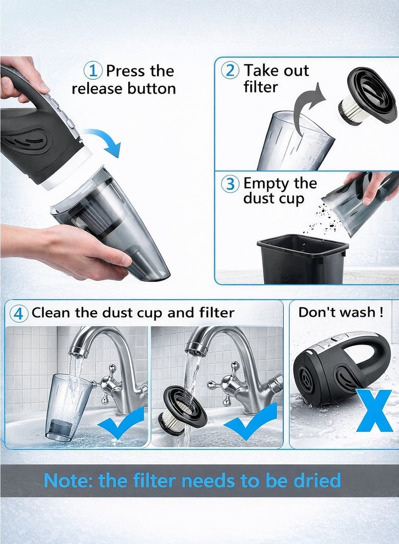 ARNOTEC Handheld Vacuum Cordless High Power 120W 3200pa Vacuum Dust Busters Cordless Rechargeable Portable for Pet Pair/Sofa/Car/Office - Image 3